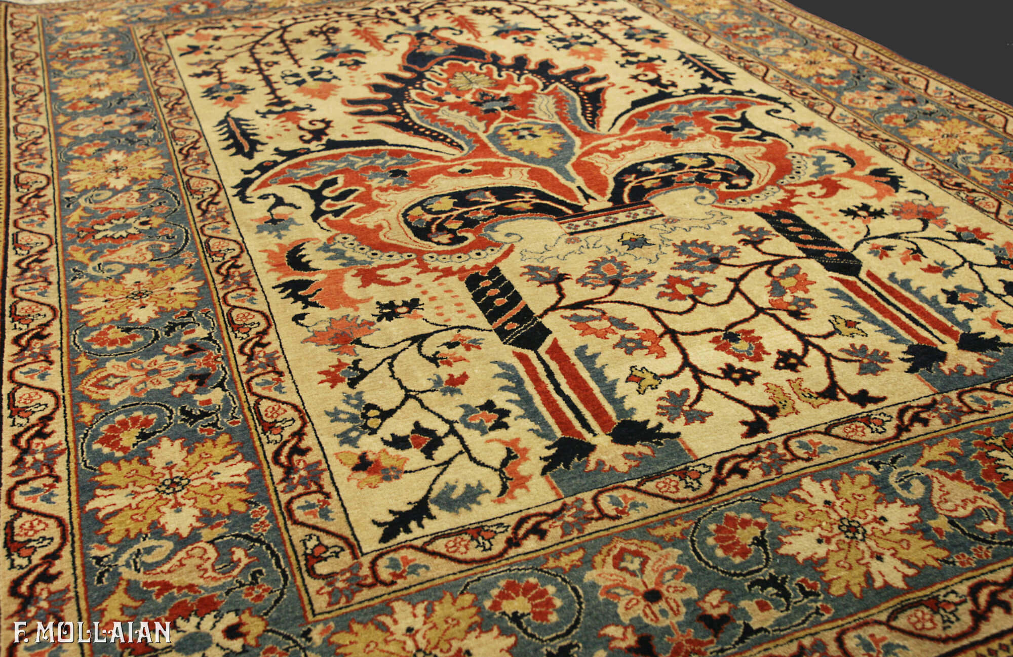 Semi-Antique Persian Kashan Dabir Rug n°:21966182